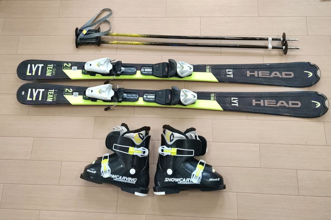 スキーセット　スキー板、スキーブーツ、ブーツ袋、ストック