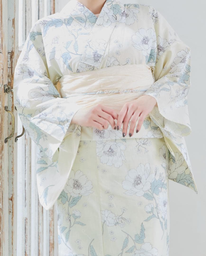 新品 浴衣 セット 浴衣セット ゆかた レディース 大人 黄色 バニラ 花 B6