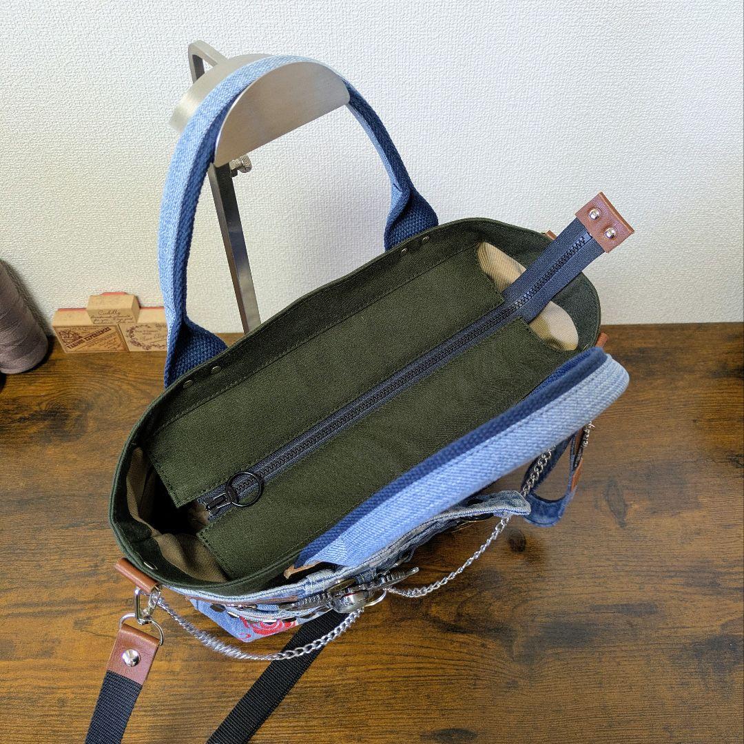 【取り置き品】2wayトート｜ポケットたくさん・ストラップ・底鋲付き