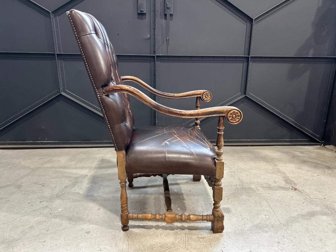 ❖英国Antique❖ ハイバックチェア チェスターフィールド　ネオルネッサンス