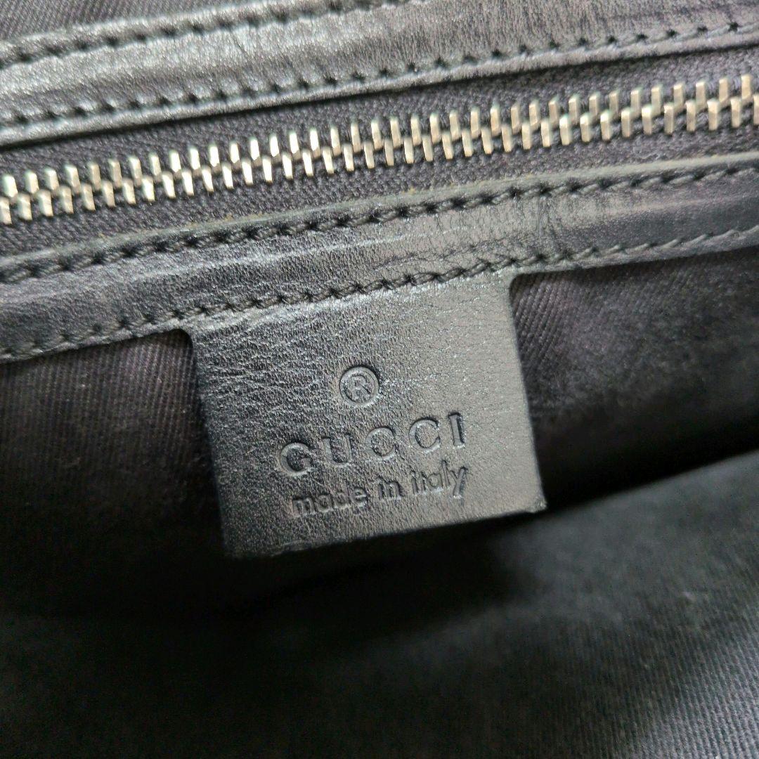 【良品】GUCCI グッチ ショルダーバッグ キャンバス レザー 黒