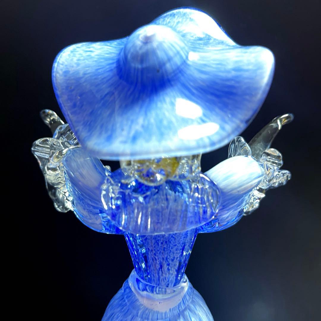 ムラーノ　ベネチアングラス　金彩付き　ブルーガラス人形　ペア　フィギュリン