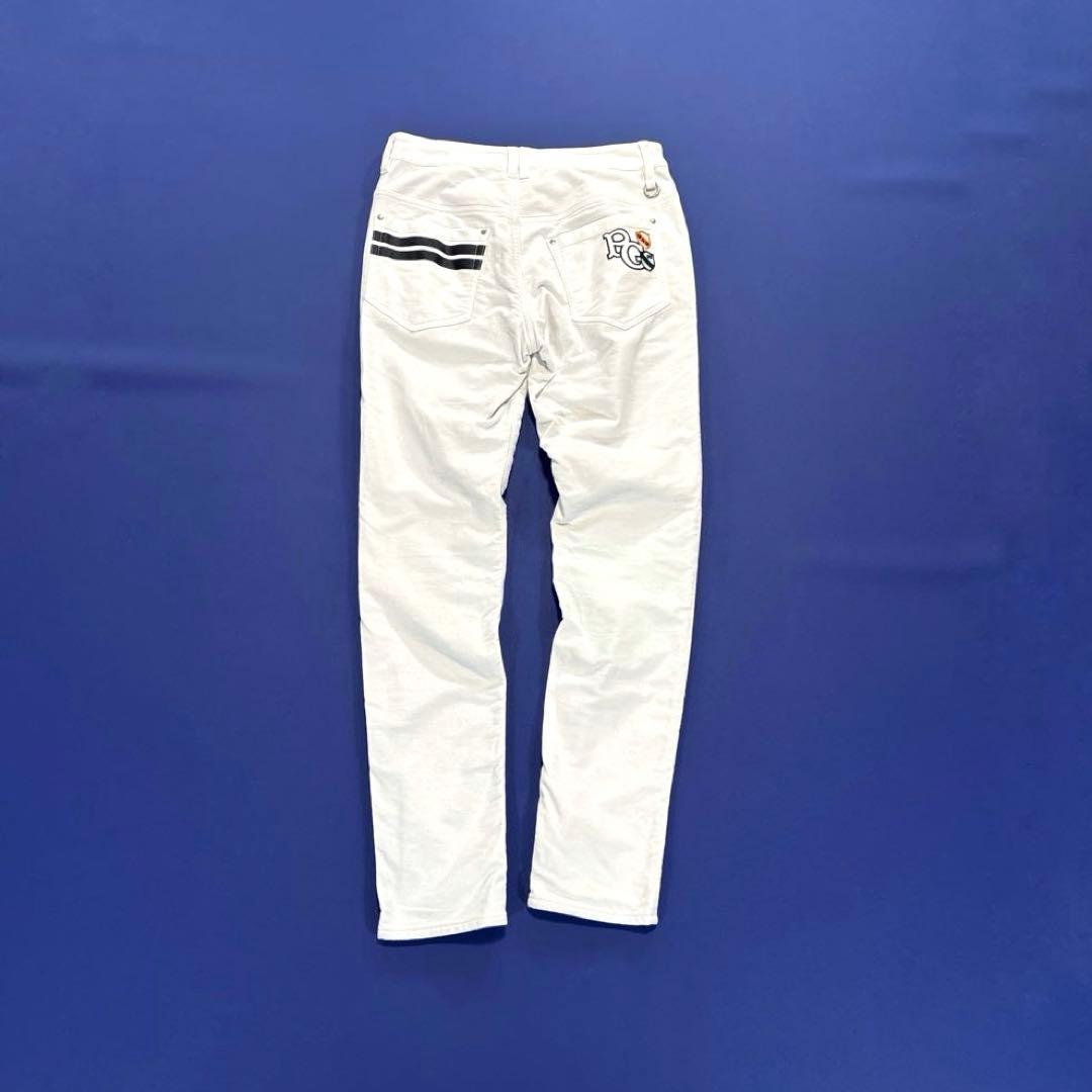 パーリーゲイツ　蓄熱　ロングパンツ　0/S ホワイト　秋冬　バックロゴ　刺繍