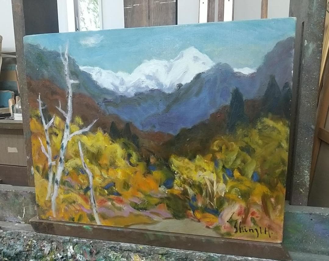 「木曽駒ヶ岳」F6 油絵 油彩画 絵画 アート 風景画