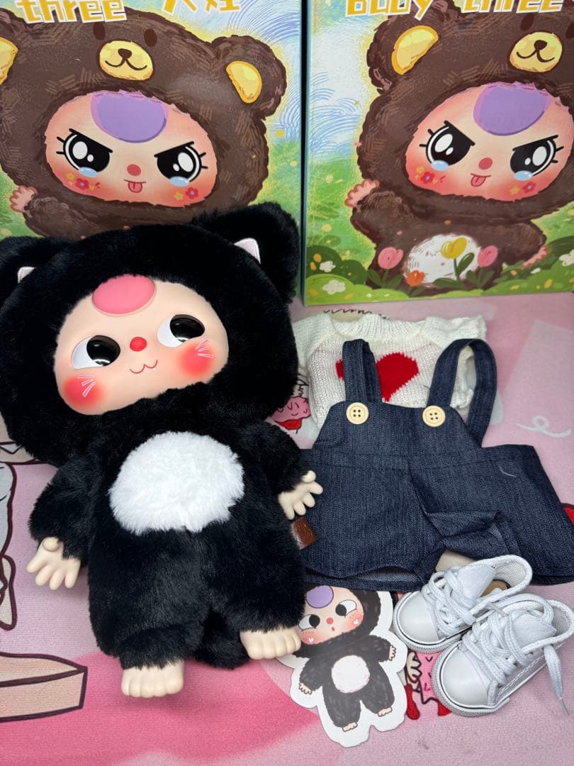 115. babythree big400%体　限定　海外ドール　黒猫　新品