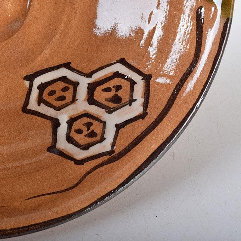 北大路魯山人作　織部焼　於里辺　茶碗　共布共箱　M　R8123