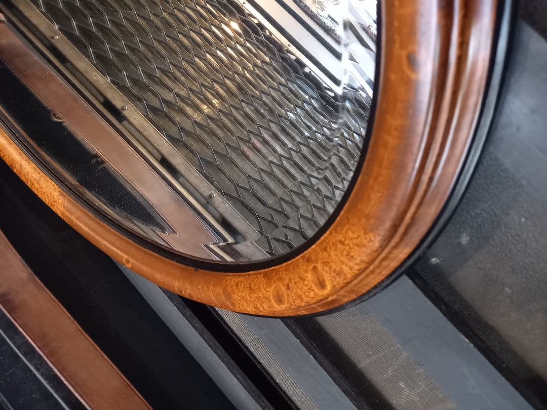 イタリア製　ヴィンテージ　大型　オーバル　ウッド　壁掛け鏡　ウォール　ミラー