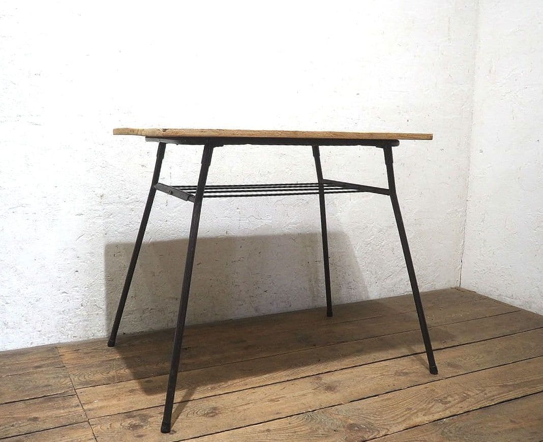 1400 ビンテージ　折りたたみ式　古い鉄脚テーブル　レトロ　展示台　工業系