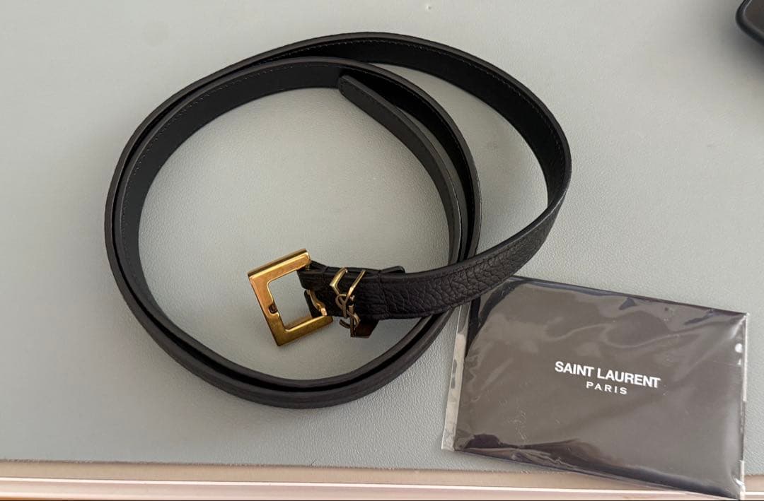 【SAINT LAURENT】サンローラン　ロゴ　ベルト　ブラック