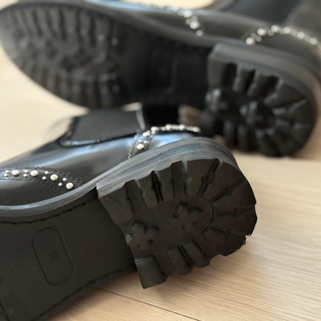 アルテサノス　スペイン　スタッズサイドゴアブーツ　黒　38