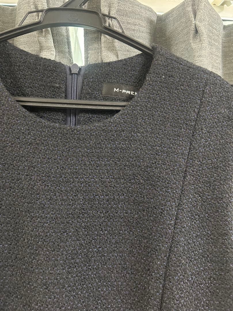 エムプルミエ M-PREMIER フラップポケットツイードワンピース