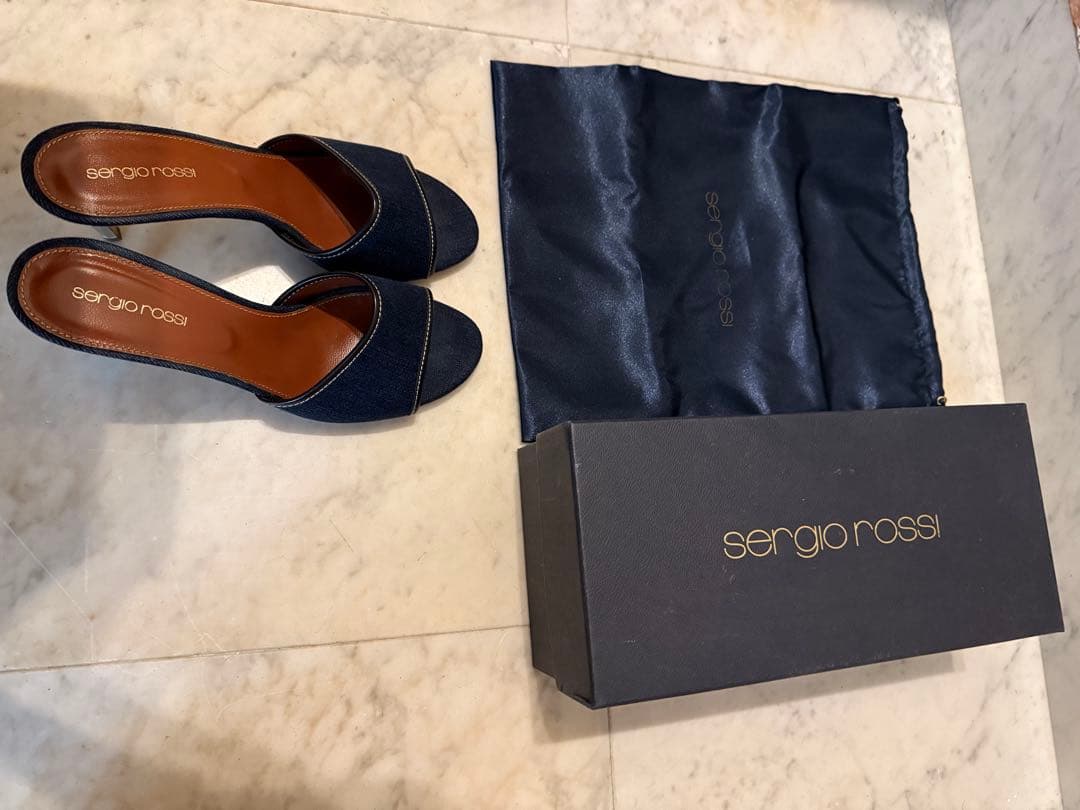 sergio rossi デニムブルー サンダル　38.5