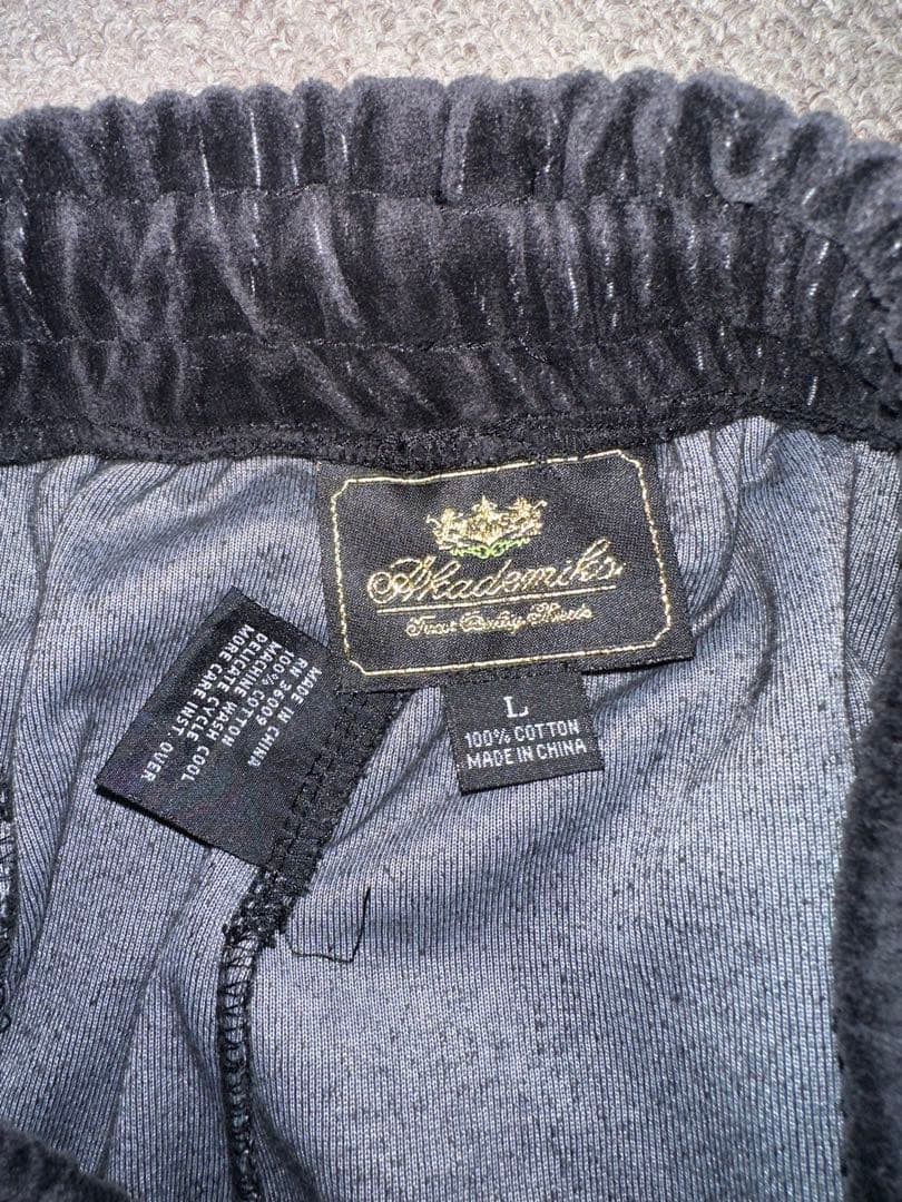 レア！ AKADEMIKS アカデミクス ベロア セットアップ 黒 上下 L