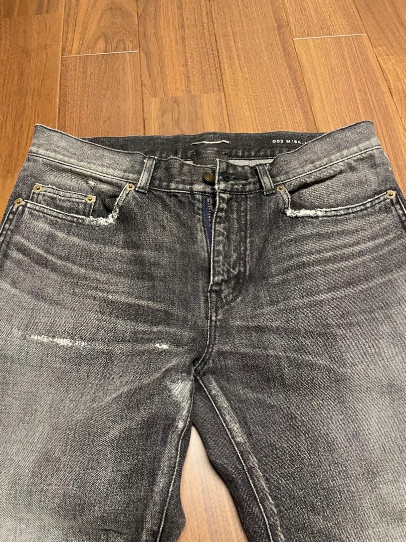 SAINT LAURENT ブラックデニム ダメージ加工