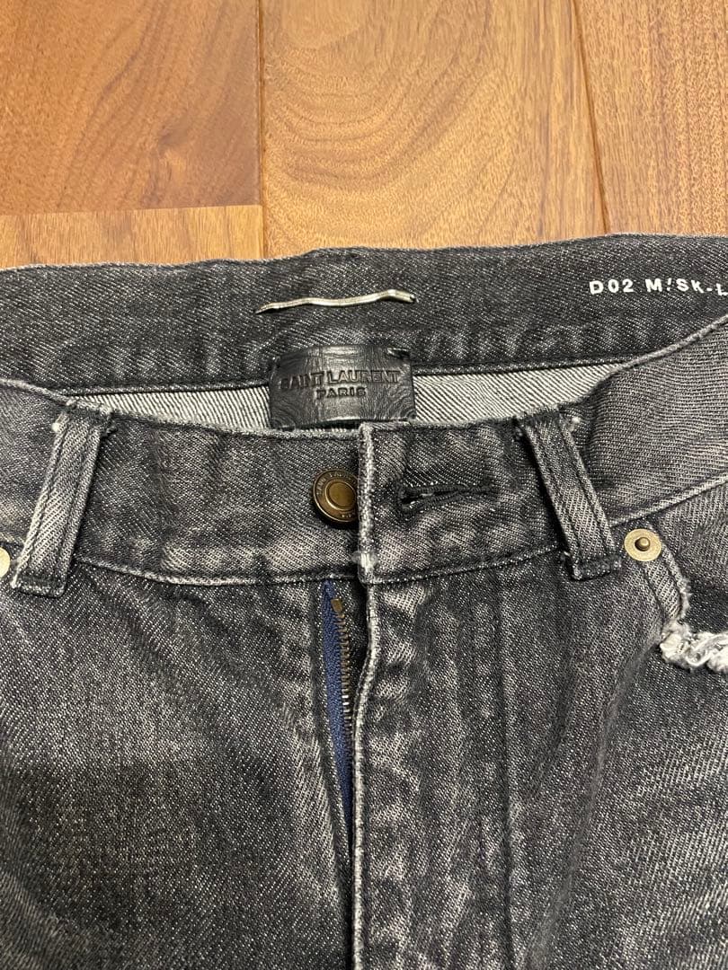 SAINT LAURENT ブラックデニム ダメージ加工