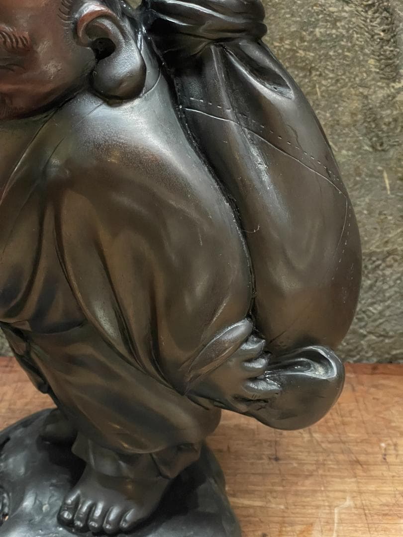 金工師 正之造 古銅 川渡 布袋 立像 七福神 仏像 巨大 縁起物 置物 彫刻