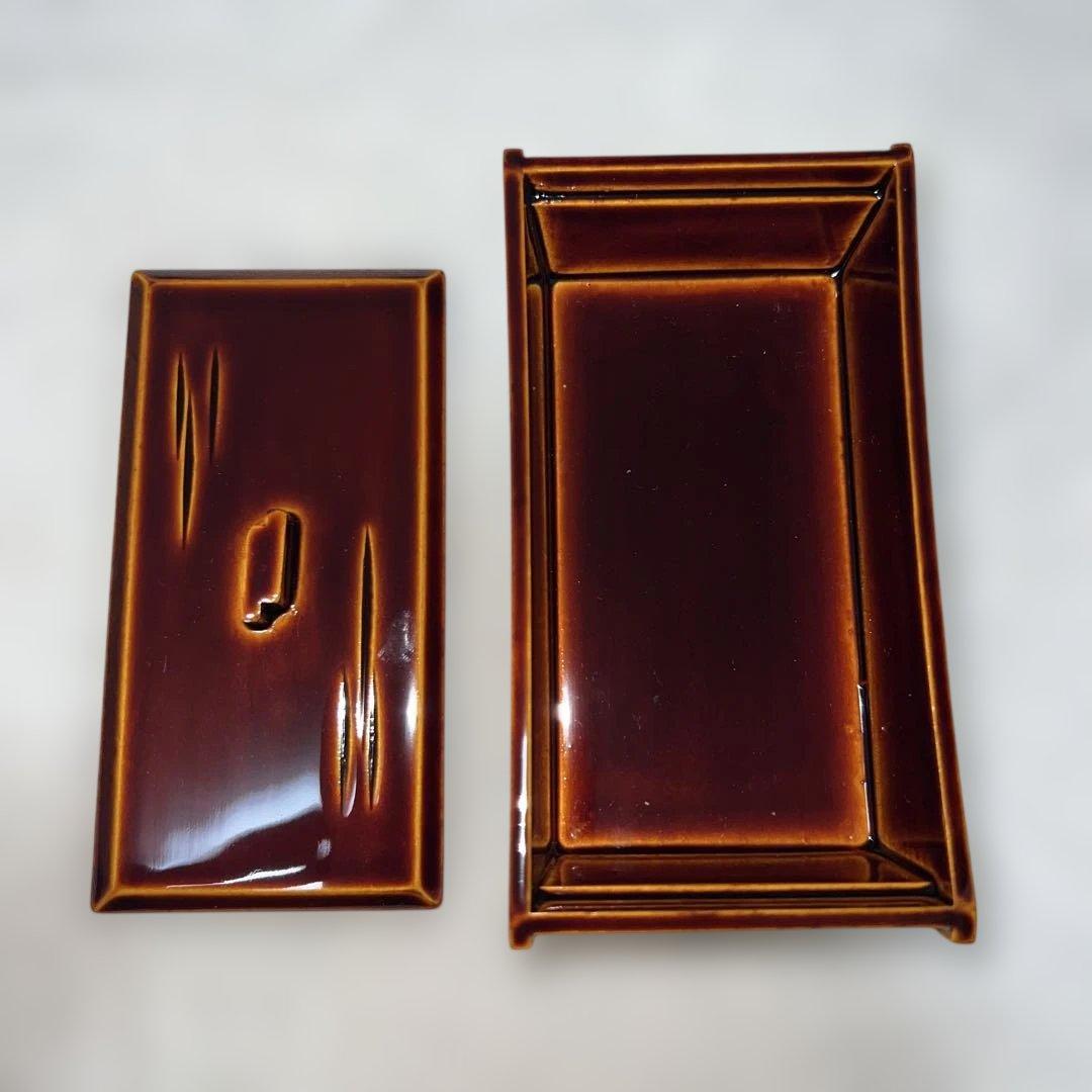 漆器 長方形文箱 茶色 箱付き