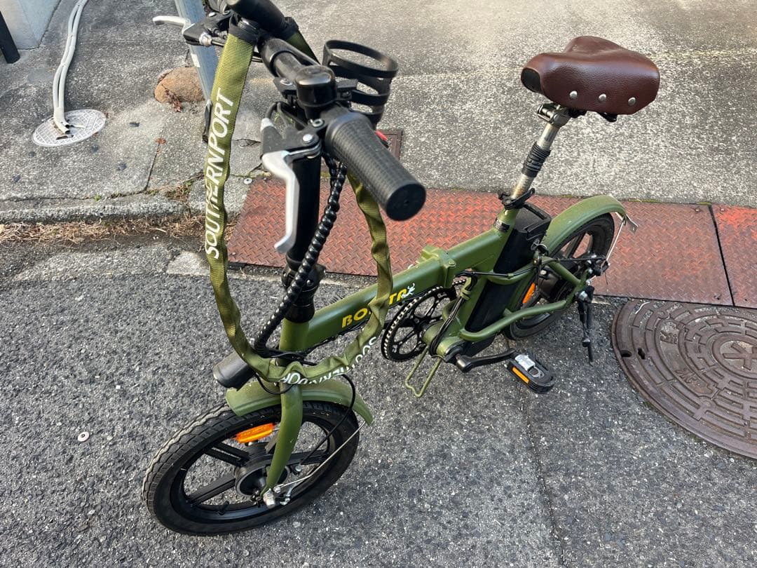 折りたたみモペット 電動バイク カーキ バッテリー付 動作確認済