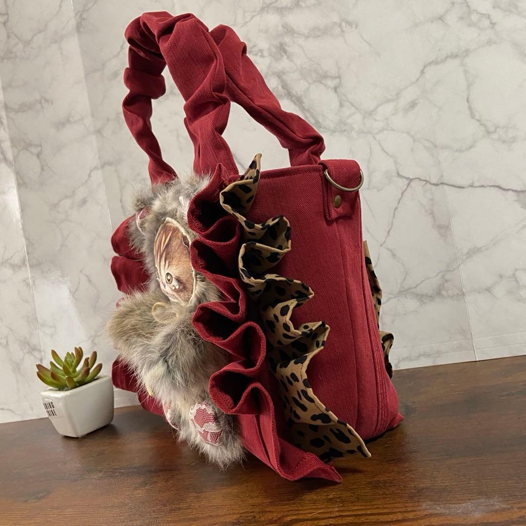 さ*ー様 コヤンイサムチョン【フリルバッグ】 デニムリメイク 猫バッグ ラビット