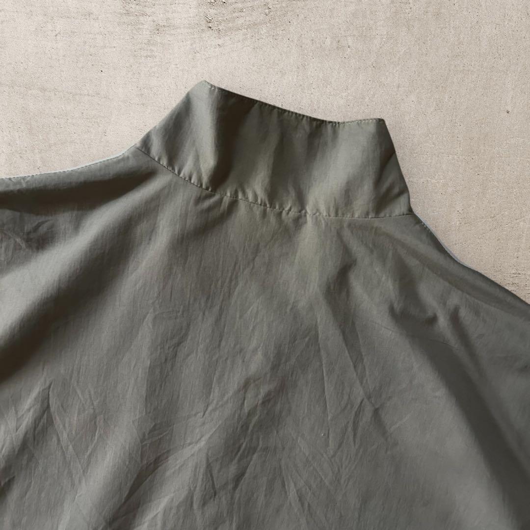 美品adidasアディダスナイロンジャケットトレフォイルロゴ刺繍オリーブ2XL