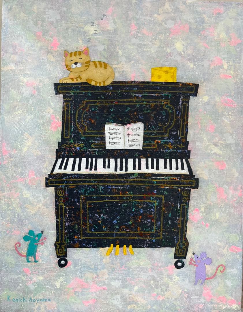 ミクストメディア　F6 お昼寝　青山健一