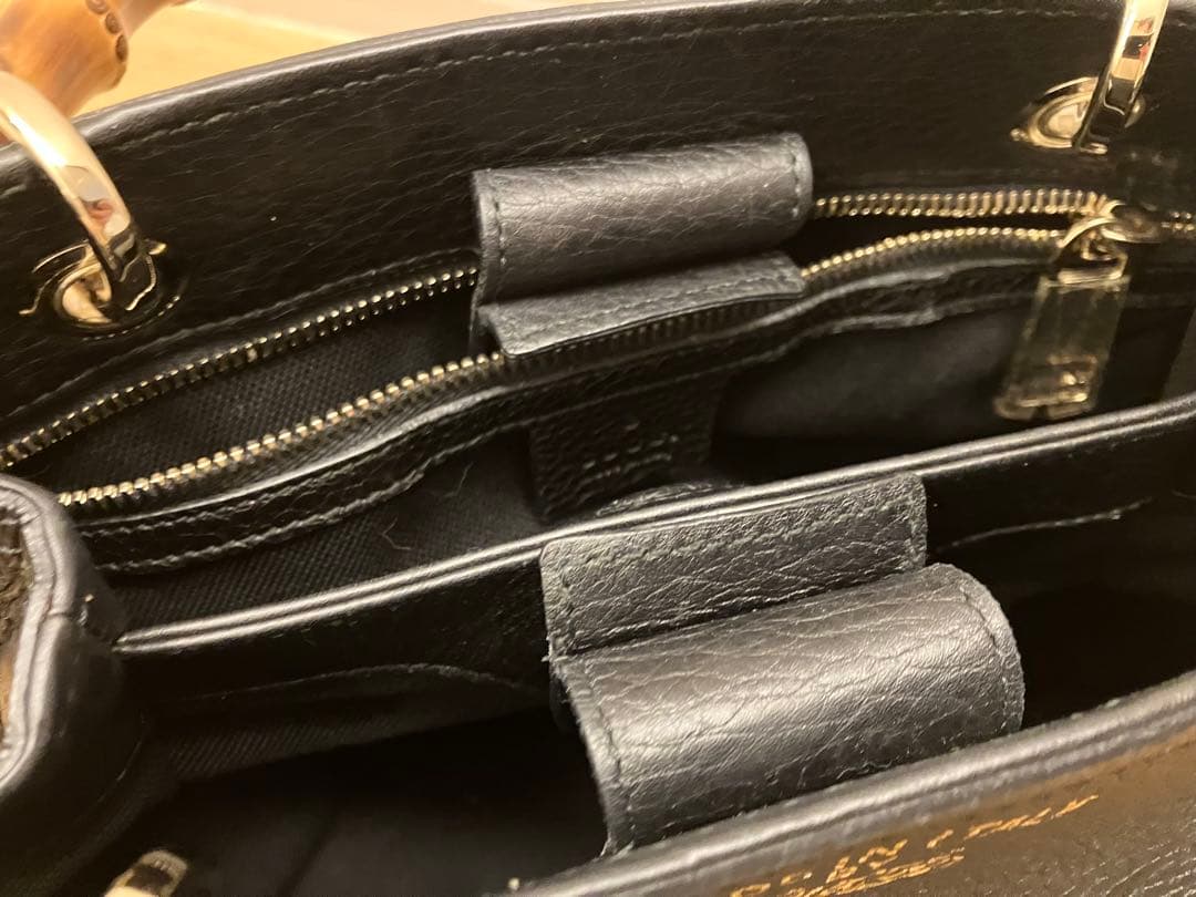 GUCCI バンブー ショッパー ハンドバッグ ブラック
