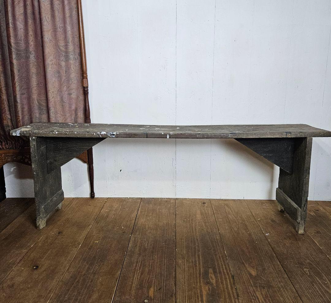 フランスアンティーク 古い木のベンチ プリミティブ チェア 長椅子 飾り台 花台