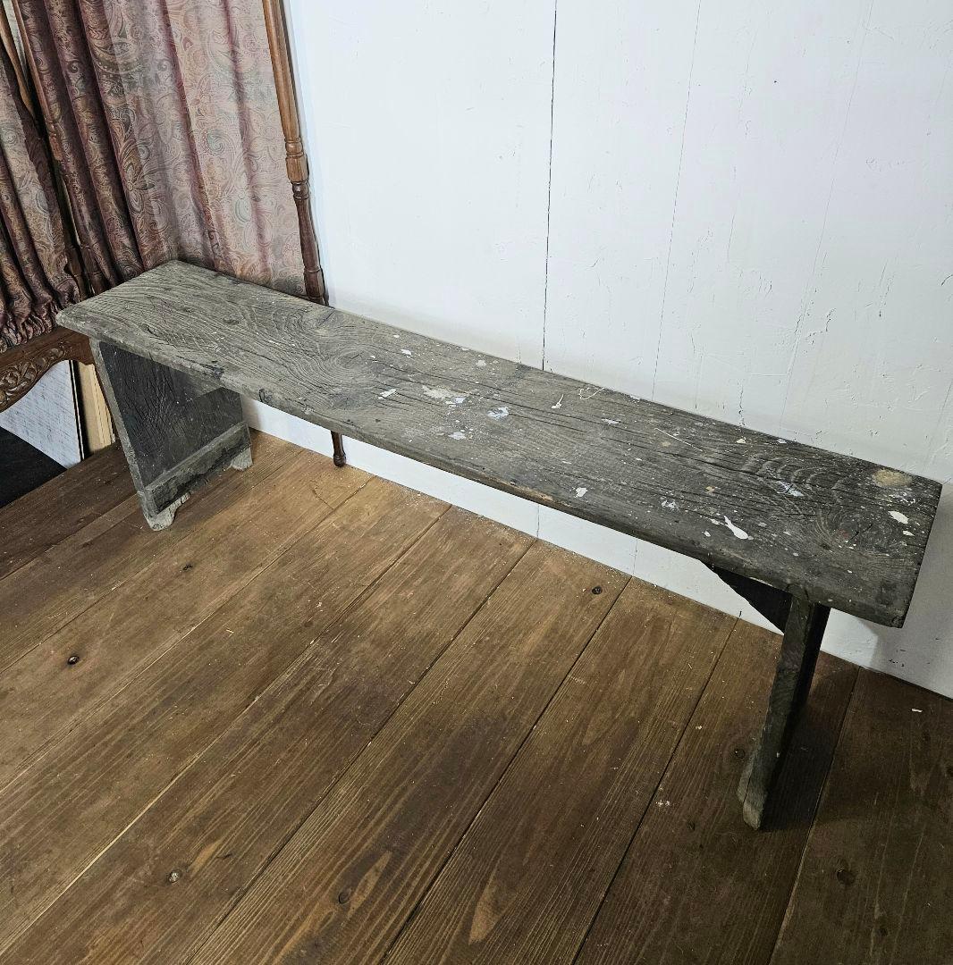 フランスアンティーク 古い木のベンチ プリミティブ チェア 長椅子 飾り台 花台
