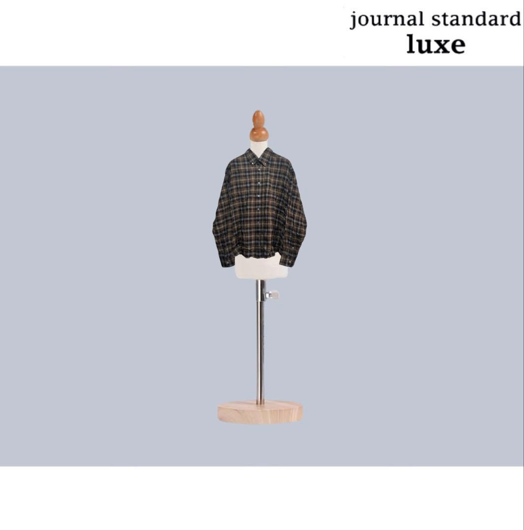 25AW j.s luxe シャーリングチェック Big-BD-シャツ/ブラウン