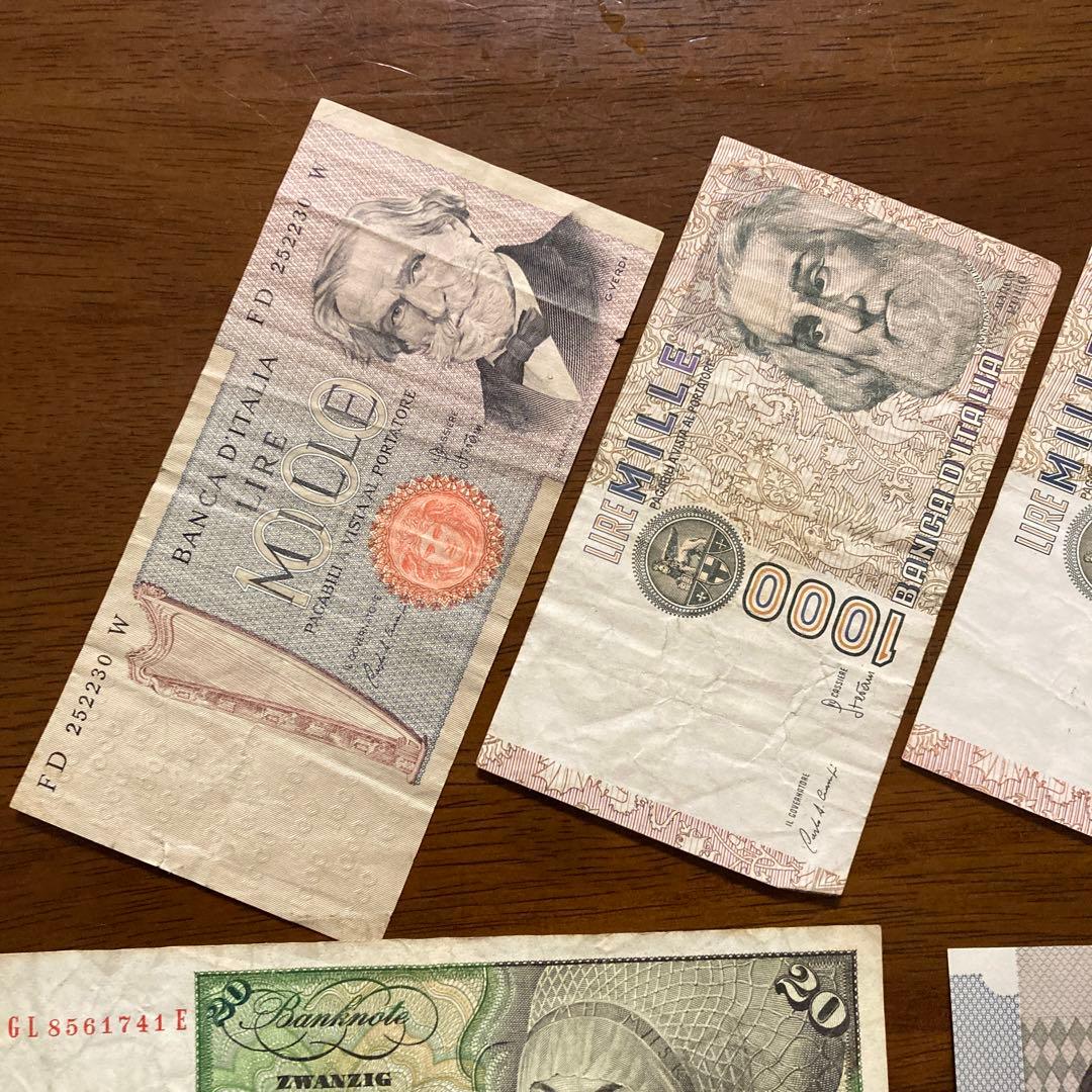 外国紙幣 ドイツ イタリア 旧紙幣 旧硬貨 1980年代