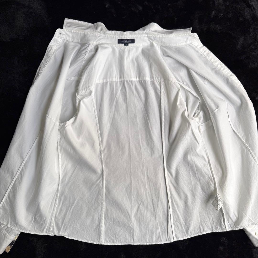 美品 BURBERRY バーバリー コットンシャツ ホワイト ノバチェック 46