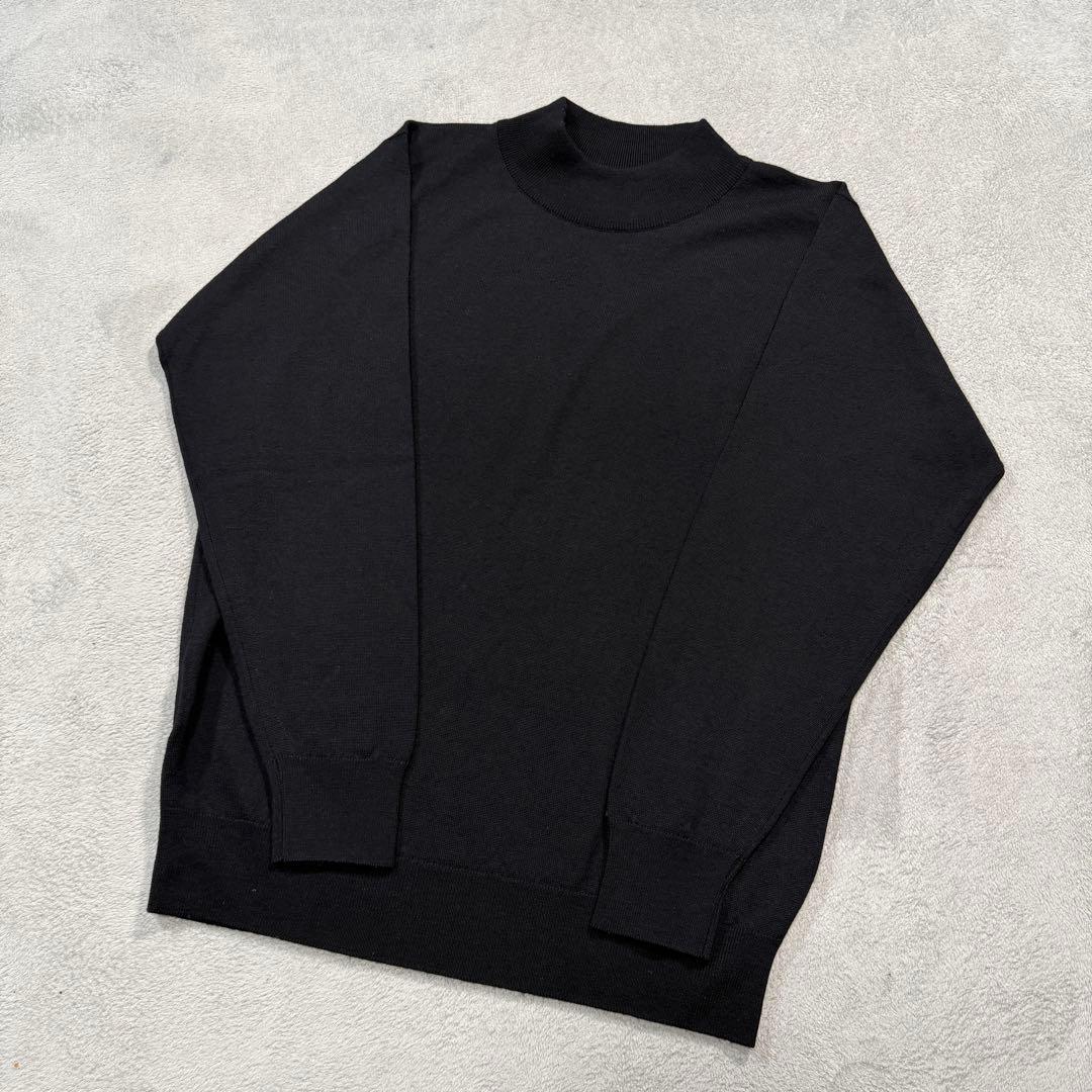 ジョンスメドレー　ブラック　モックネック　ニット　Sサイズ　メリノウール