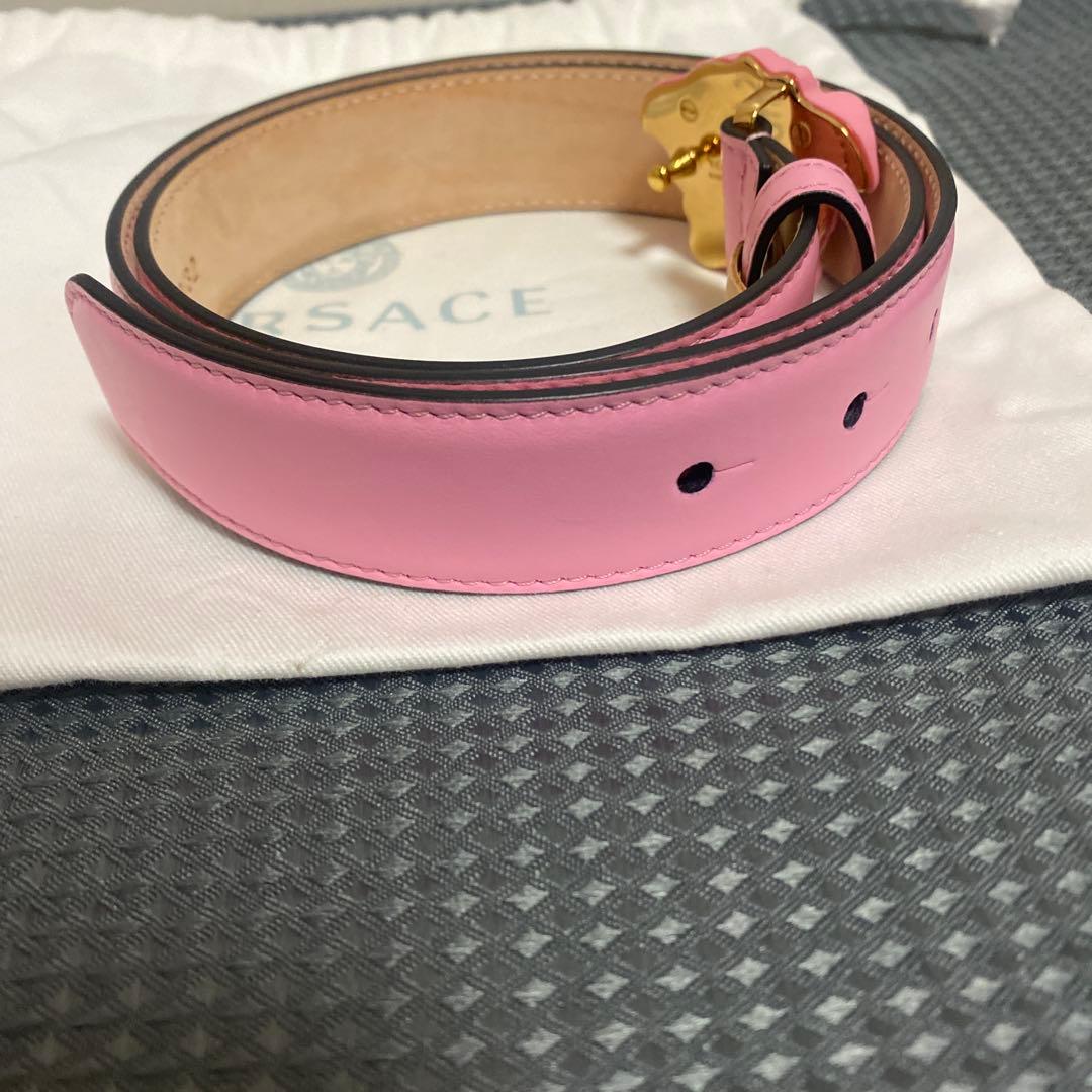 新品 VERSACE メドゥーサ スライド ベルト ピンク 80/32