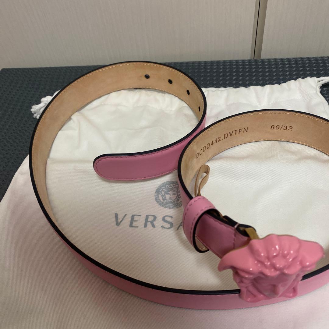 新品 VERSACE メドゥーサ スライド ベルト ピンク 80/32