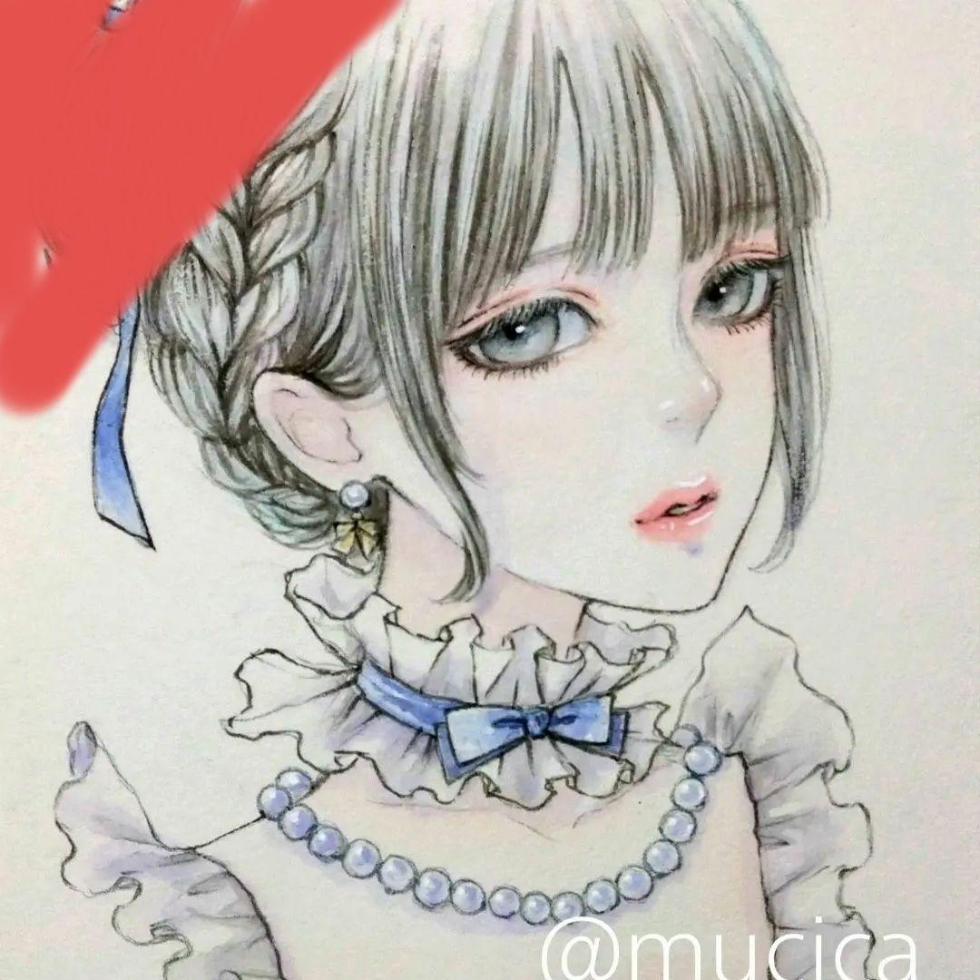 260112A 手描きイラスト　絵画　オリジナル　アナログ　水彩画　美人画