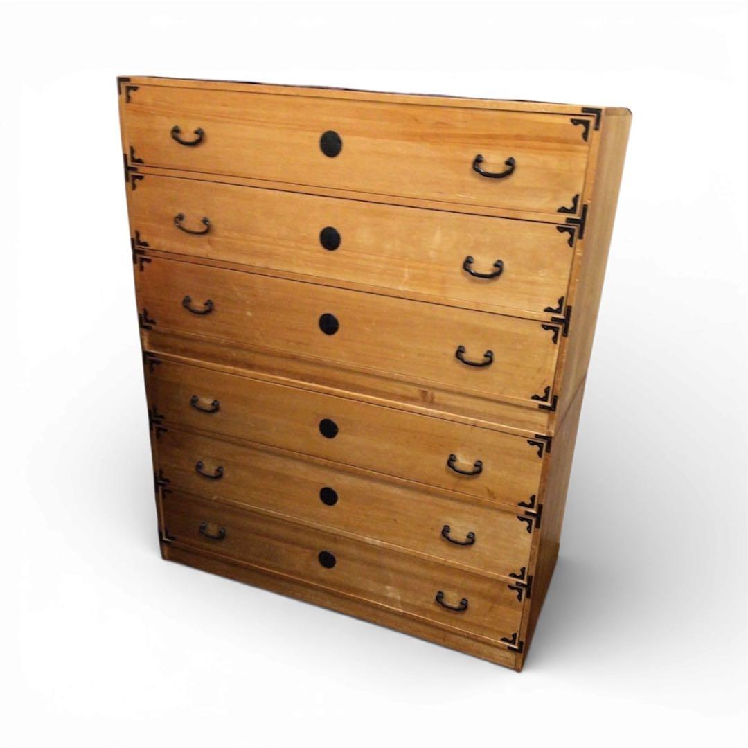 桐タンス 稲穂プレート 和タンス 古家具 三段チェスト 引き出し