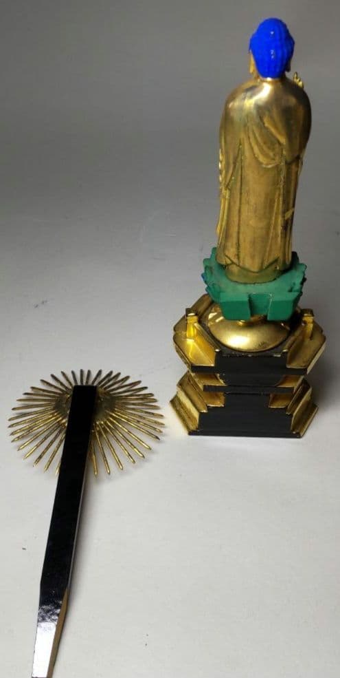 阿弥陀如来 木彫り 純金箔押