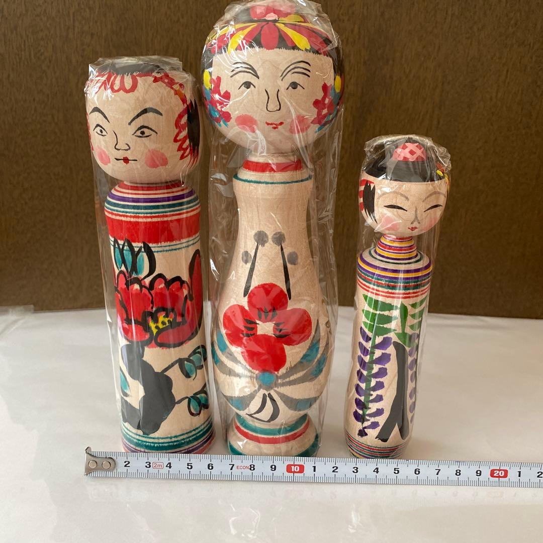 津軽系こけし長谷川健三工人福原栄次郎形こけし3本セット☆お値下げしました☆