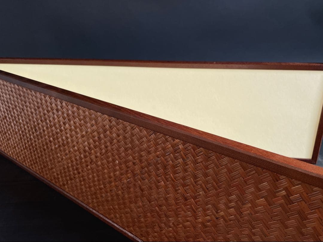 【美品】「母」 網代 鳥の子 両面使い 上透かし 風炉先屏風 桑枠 （206②）