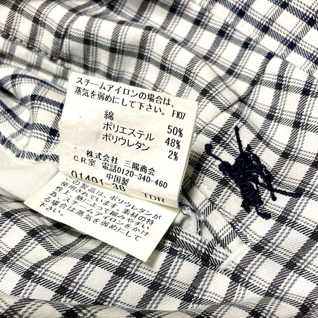 美品　ゴルフ　パンツ　BURBERRY チェック柄　ストレッチ スラックス 春夏