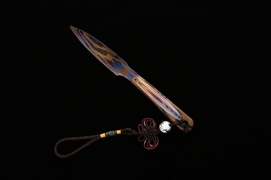 武具　刀装具  連体金茶刀   百錬模様鋼  手鍛造打 1本