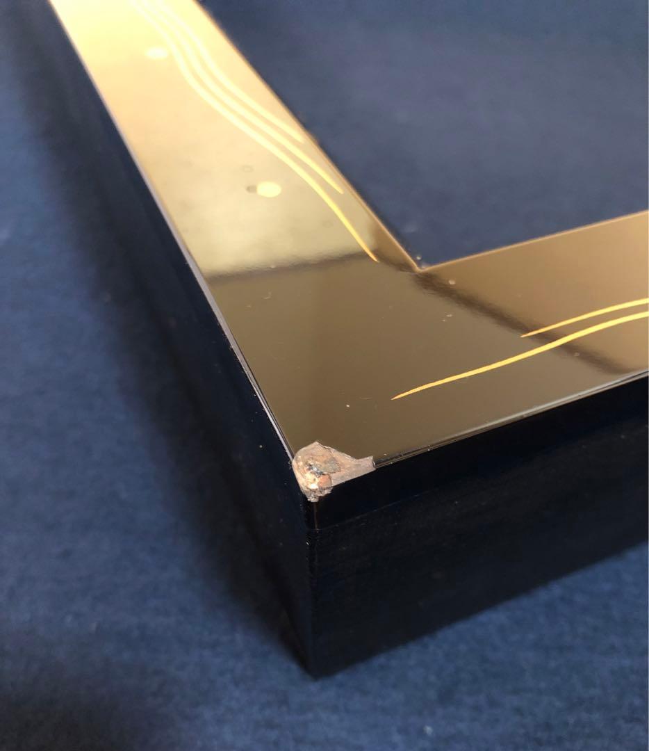 《R》茶道具 花筏蒔絵 黒炉縁 花押 塗師 萬斎 共箱 251208お4