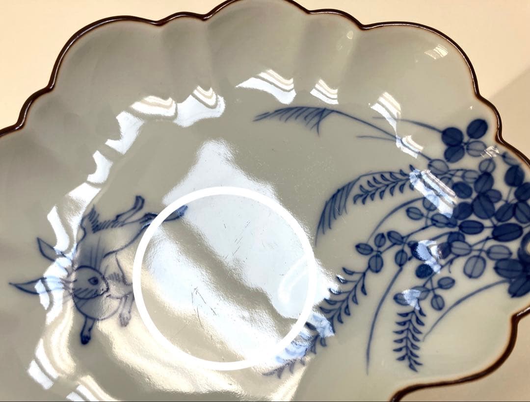 辻製磁社★形変皿★柄違い3セット★リスブドウ★ウサギ★牛★笛★有田焼