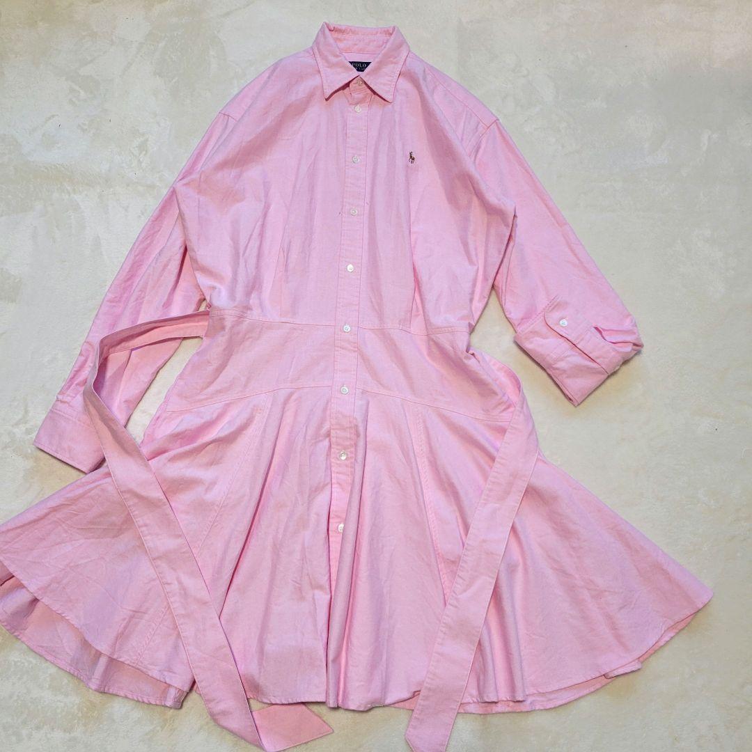 大きなサイズ✨ポロラルフローレン　ベルデットコットンワンピース　ベルト　ポニー