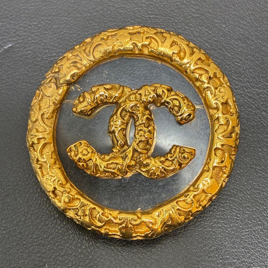 ◇シャネル ココマーク 溶岩 クリア ブローチ　93A