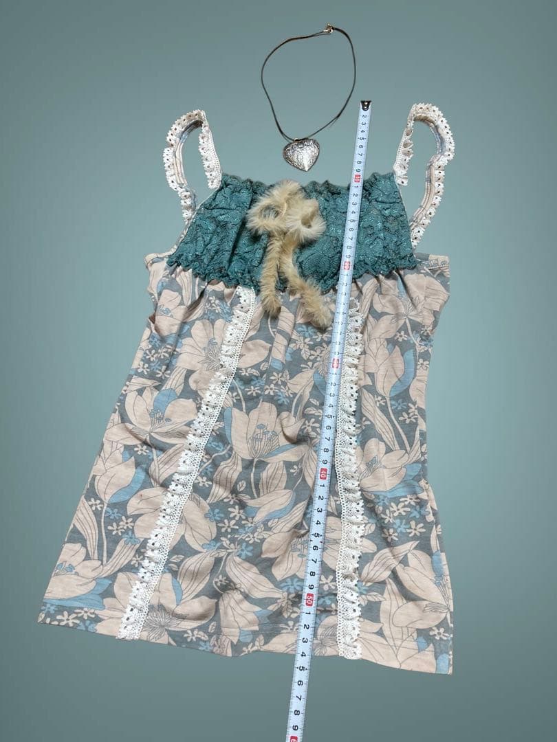 y2kレース甘め姫ギャルNANAファーゴシックフェアリーグランジロックキャミ古着