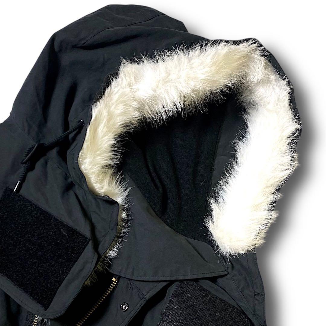 M ビームス 裏地キルティング ビッグシルエット 2way モッズコート 黒