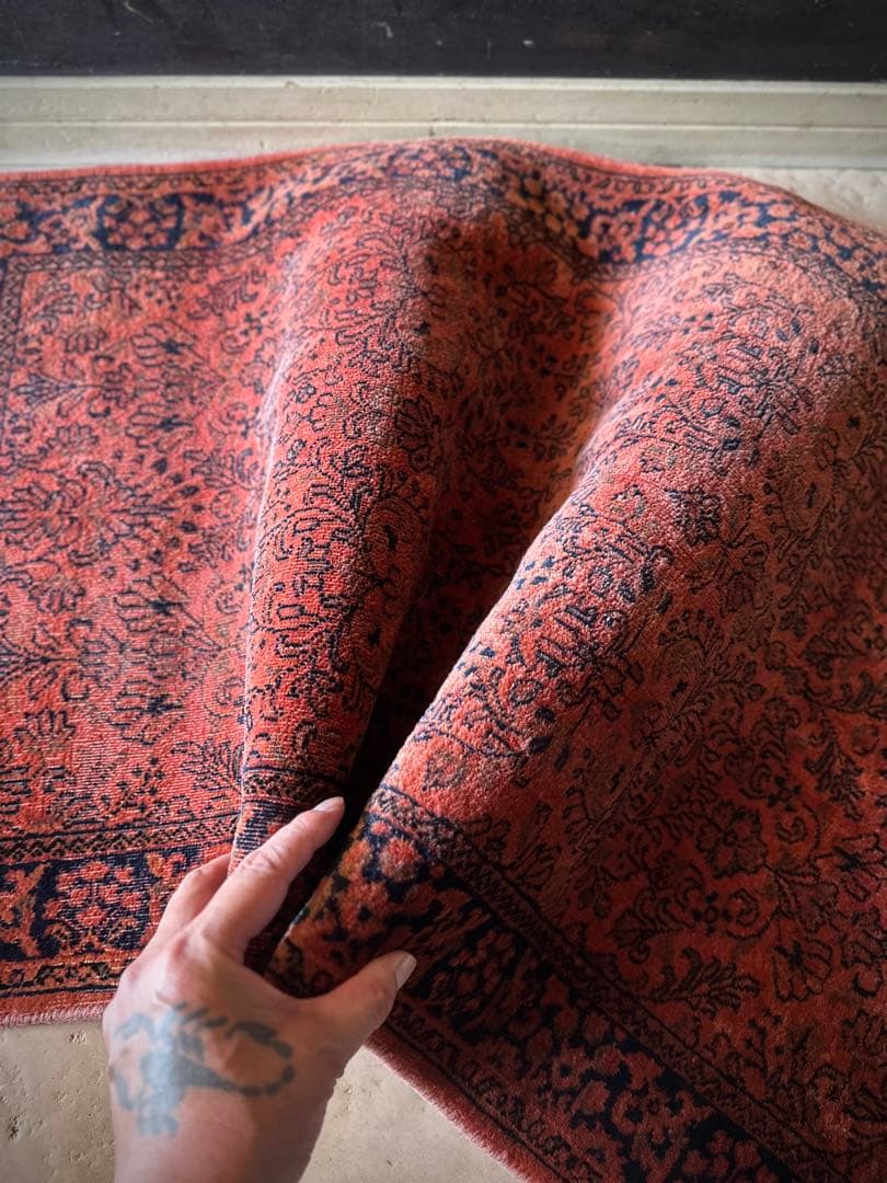 トライバルラグ　ヴィンテージラグ　ペルシャ絨毯　オーバーダイ　プリミティブアート