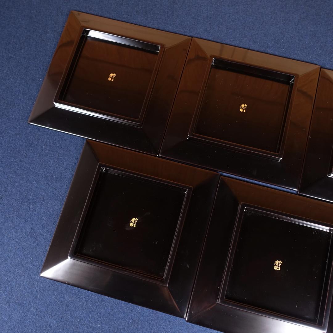 輪島塗 最高峰 慶塚 黒塗 図替 立雛蒔絵 銘々皿 5客 共箱