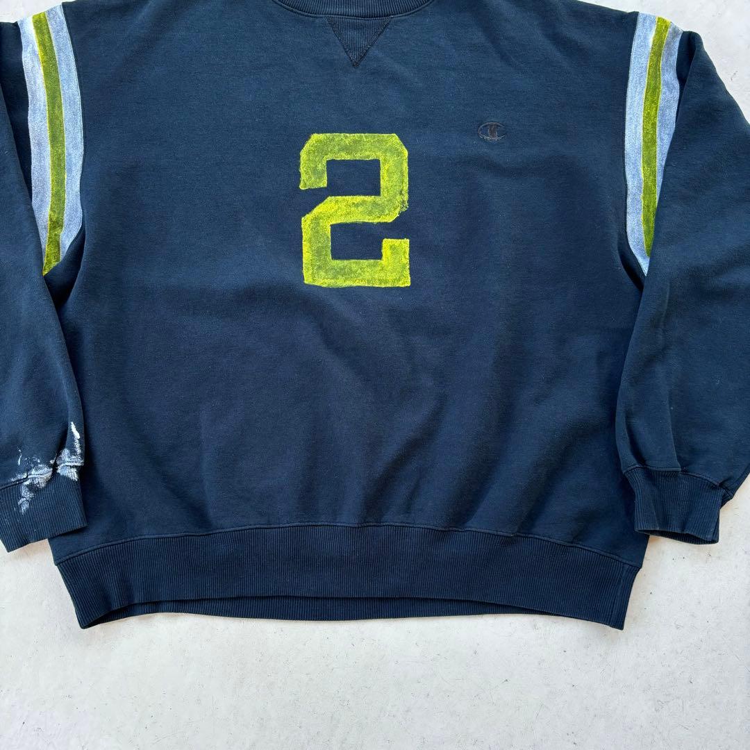 チャンピオン ペイント加工 スウェット ナンバリング 黒 ブラック 常田大希